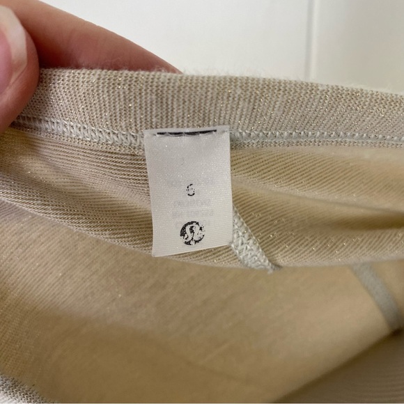 Lululemon Crescent T-Shirt Spark Gold Bone Short Sleeve Cotton Blend Twist Top 6 - Picture 8 of 11